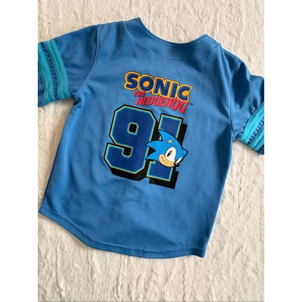 Sonic the Hedgehog Boys Baseball Jersey Shirt Blue Size 6